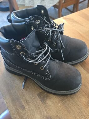 Kids Black Lace-Up Outdoor Boots